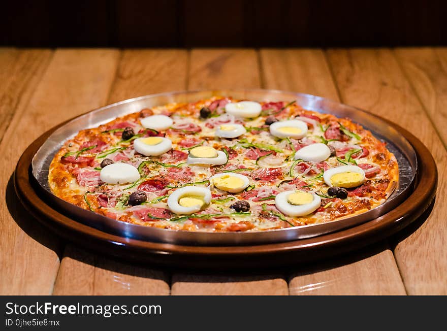 Pizza Meal on Stainless Steel Tray