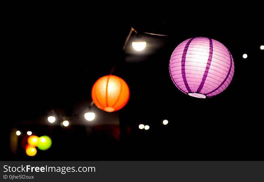 Two Purple and Orange Lanterns Photo