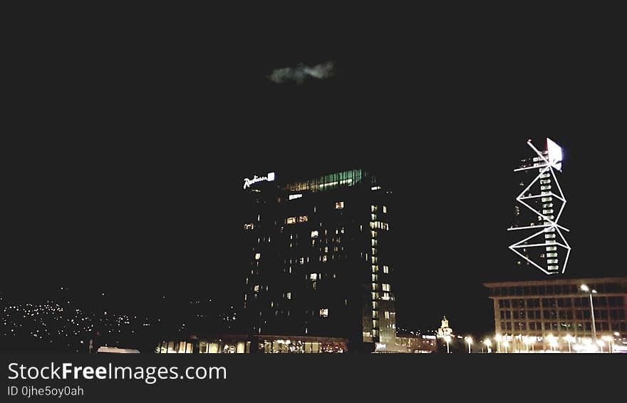 Aerial Photography of Building during Night Time