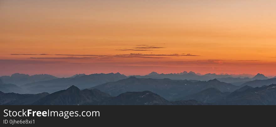 Areal View of Mountains during Sunset