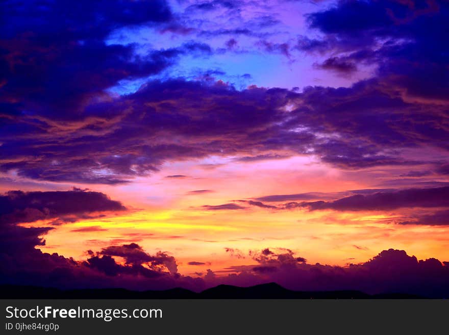 Silhouette Photo of Cumulus Clouds