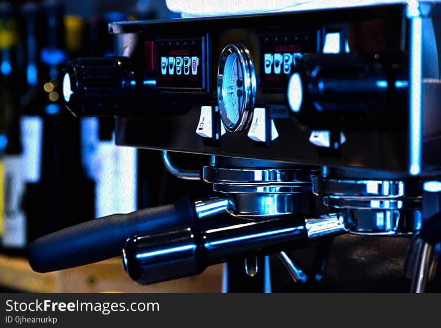 Black and Gray Coffee Machine in Close-up Photography