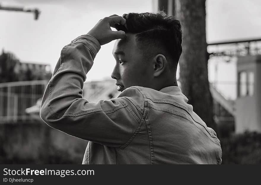 Man Wearing Denim Jacket