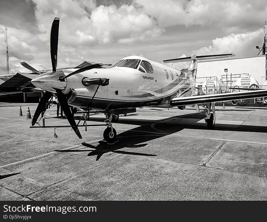 Grayscale Photo of Fighter Plane