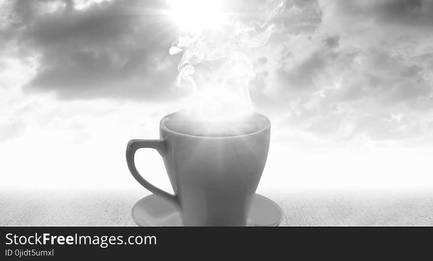 Digital composite of Cup of tea with clouds