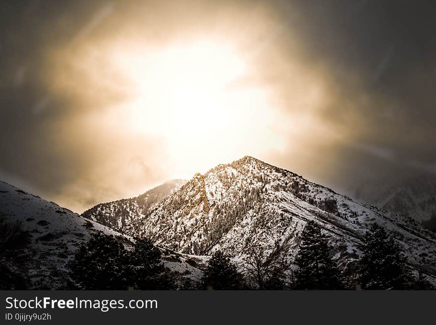 White and Black Mountain Photo during Sunset