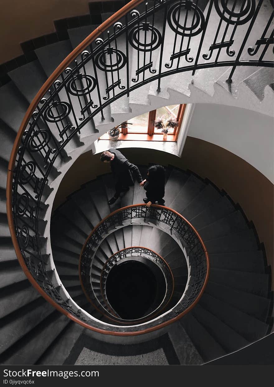 Gray Concrete Spiral Stairs