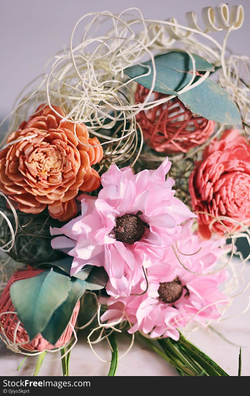 Pink and Red Artificial Flowers Bouquet