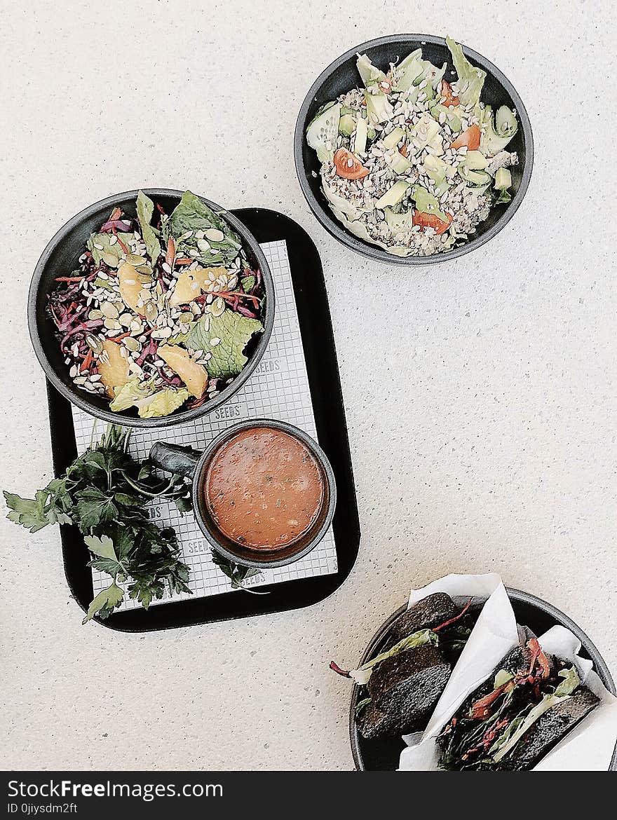 Vegetable Salad On Black Tray