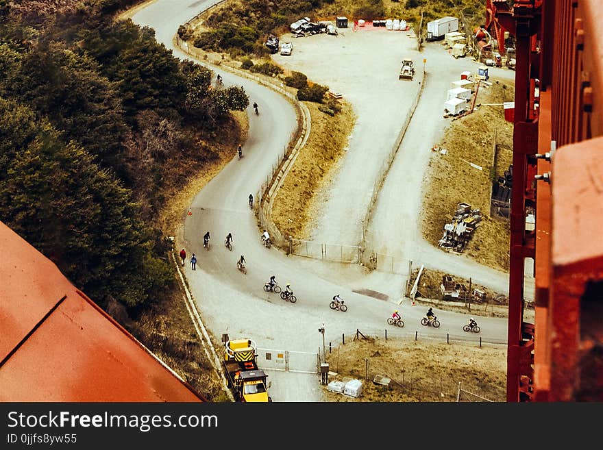 Aerial of Bikers