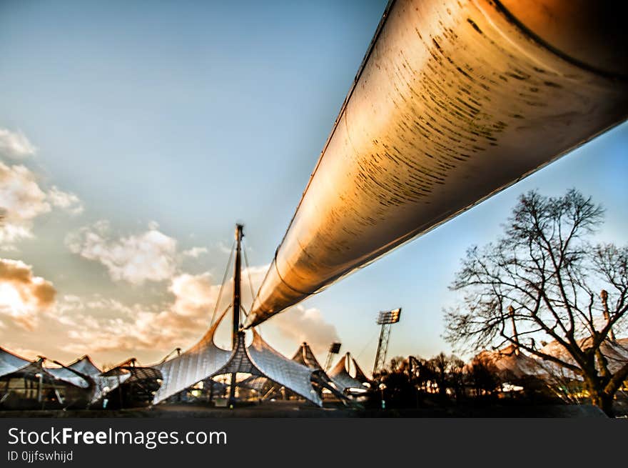 Tubes Leading to a City Low-angle Photo