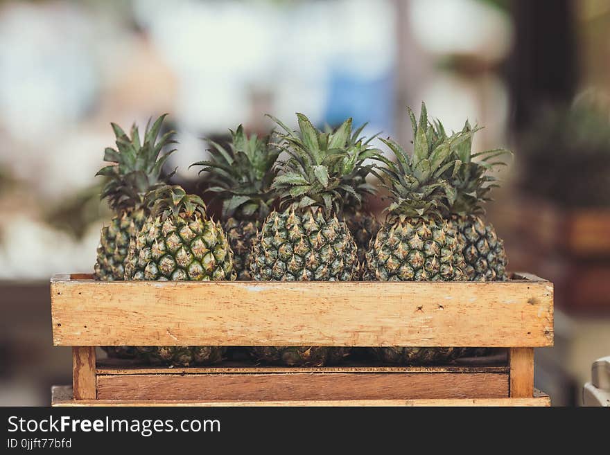 Pineapple Fruits on Wooden Crate