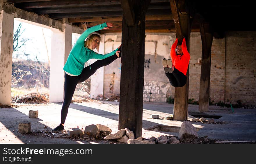 Man and woman exercising together