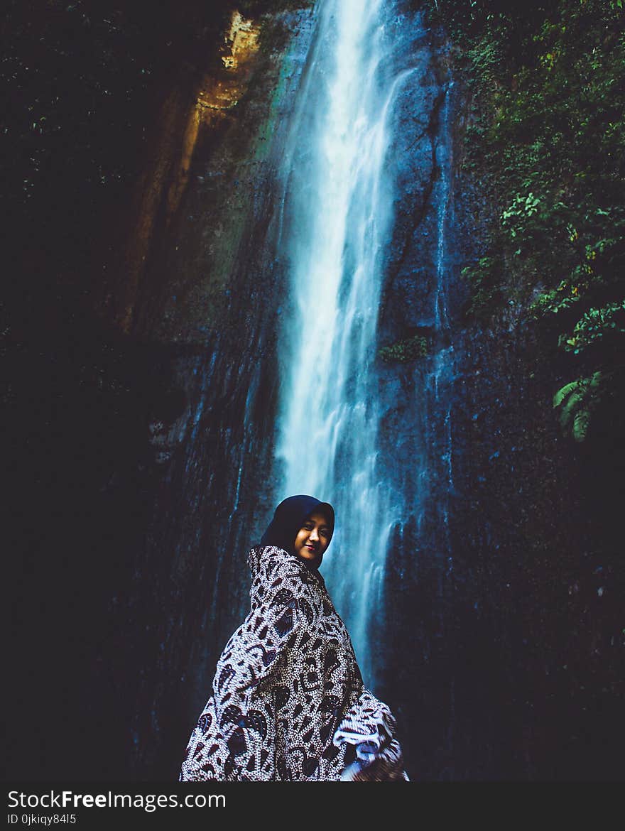 Woman in Front Waterfall