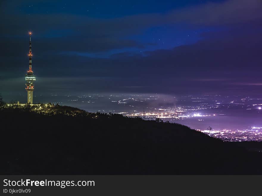 Aerial of Buildings during Nighttime