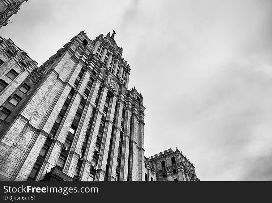 Building, Landmark, Sky, Black And White