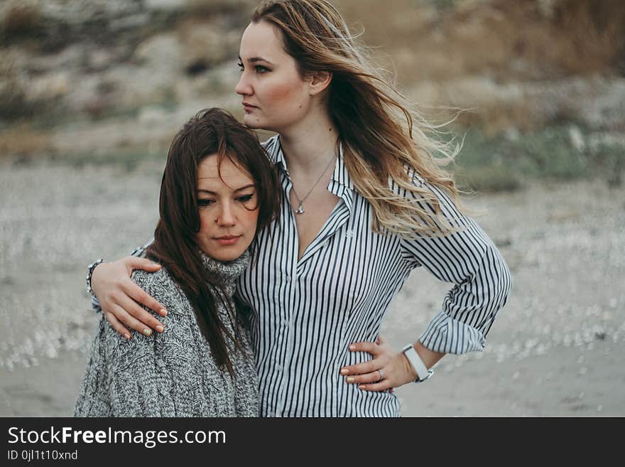 Woman in Black and White Striped Dress Shirt