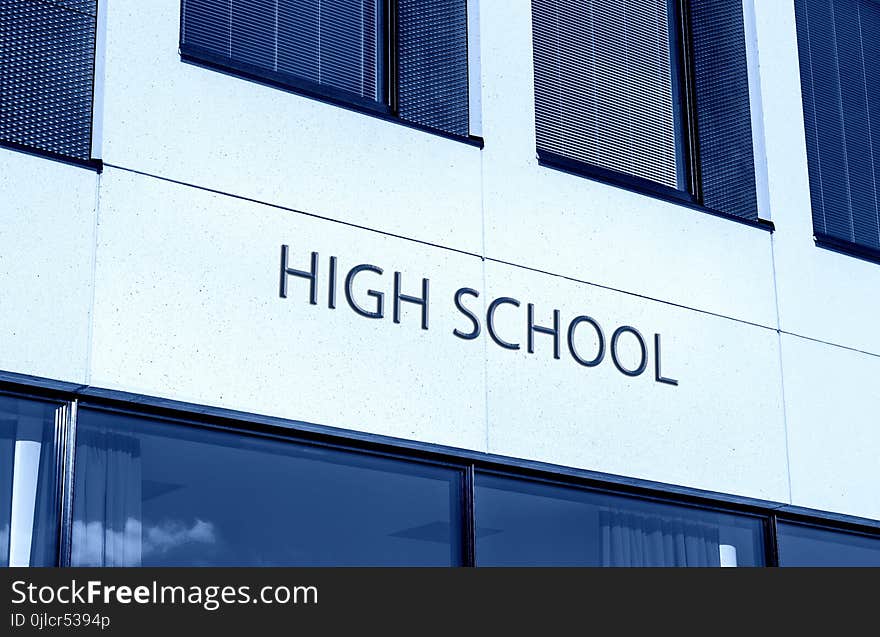 Blue, Architecture, Building, Signage