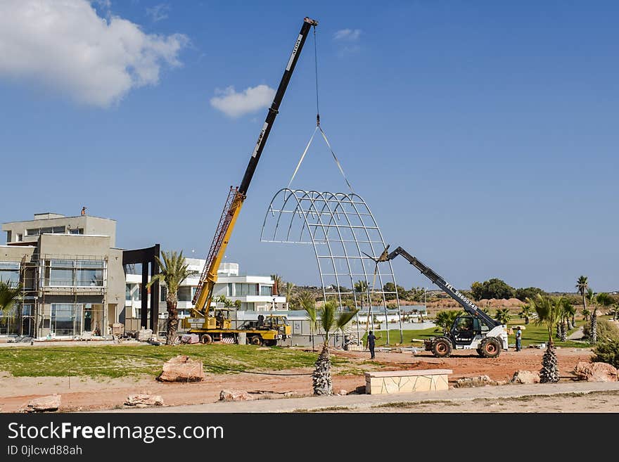 Construction, Construction Equipment, Crane, Residential Area