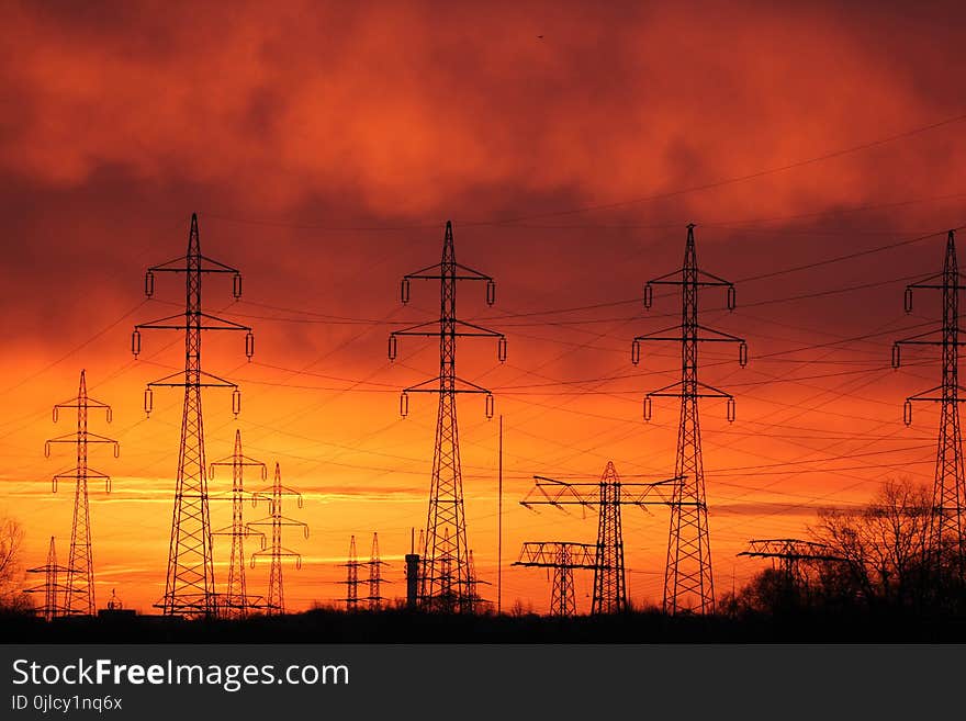 Sky, Electricity, Afterglow, Red Sky At Morning