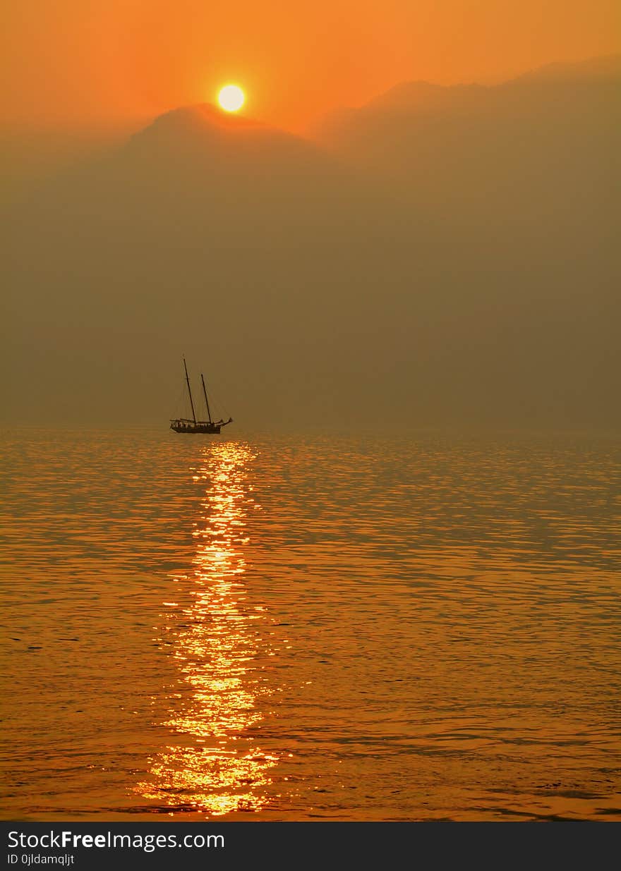 Horizon, Sea, Calm, Sunset