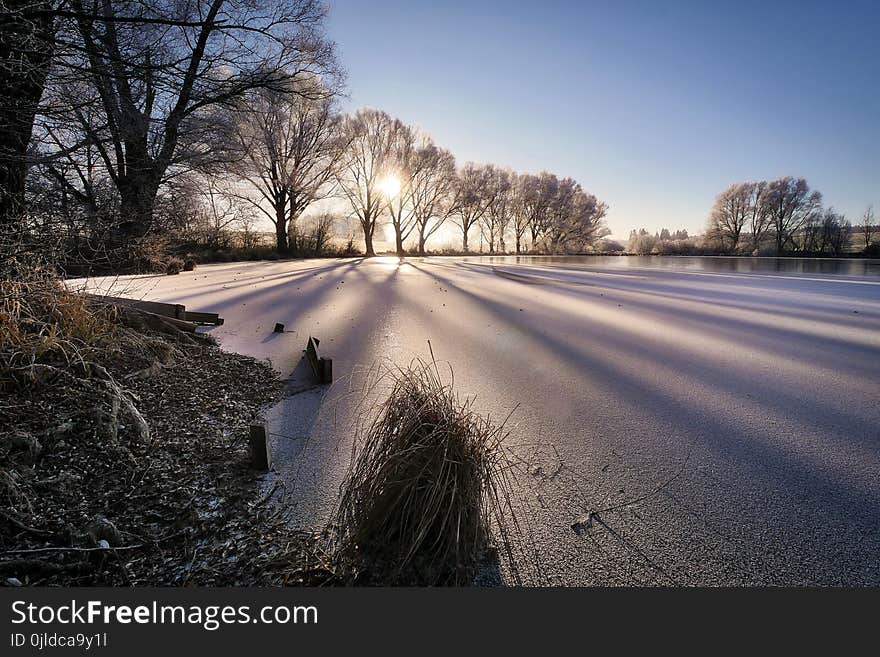 Winter, Snow, Water, Sky