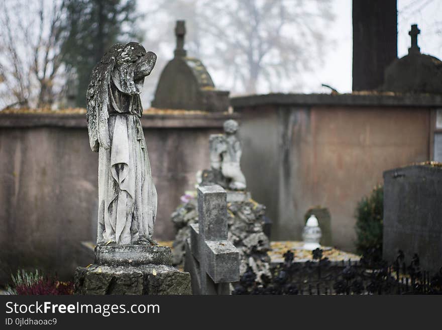 Cemetery, Grave, Statue, Monument