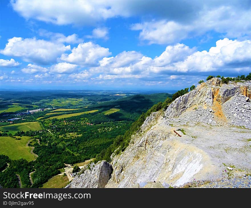 Mountain Near Green Leaf Trees Under White Cloudy Sky