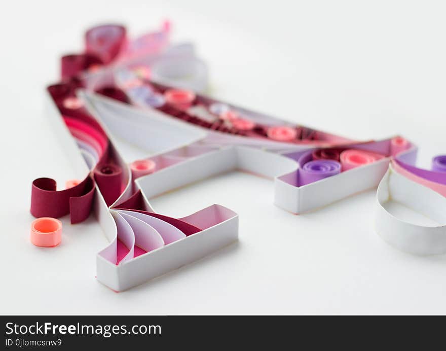 Quilled letter A, on white background