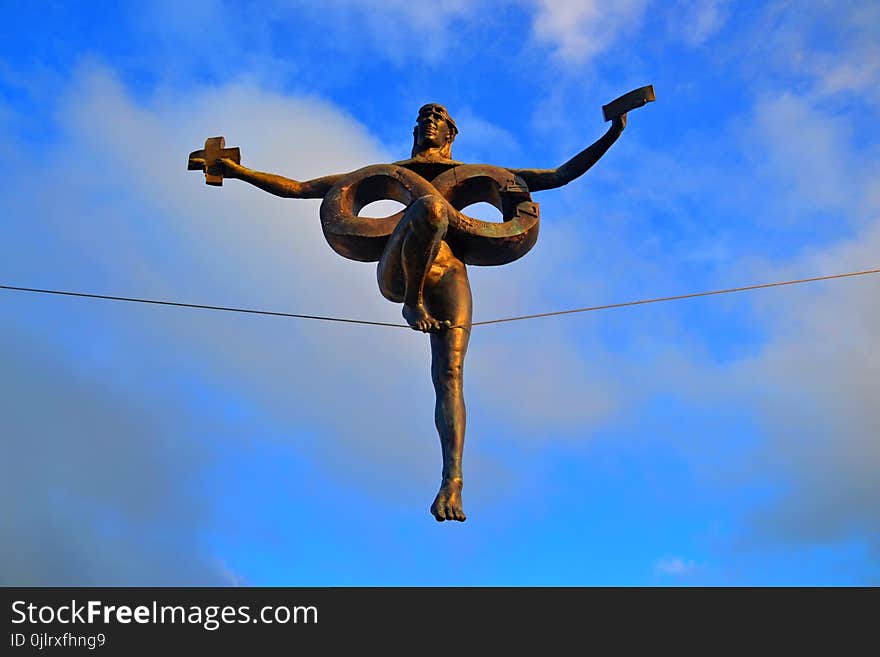 Sky, Blue, Cloud, Jumping