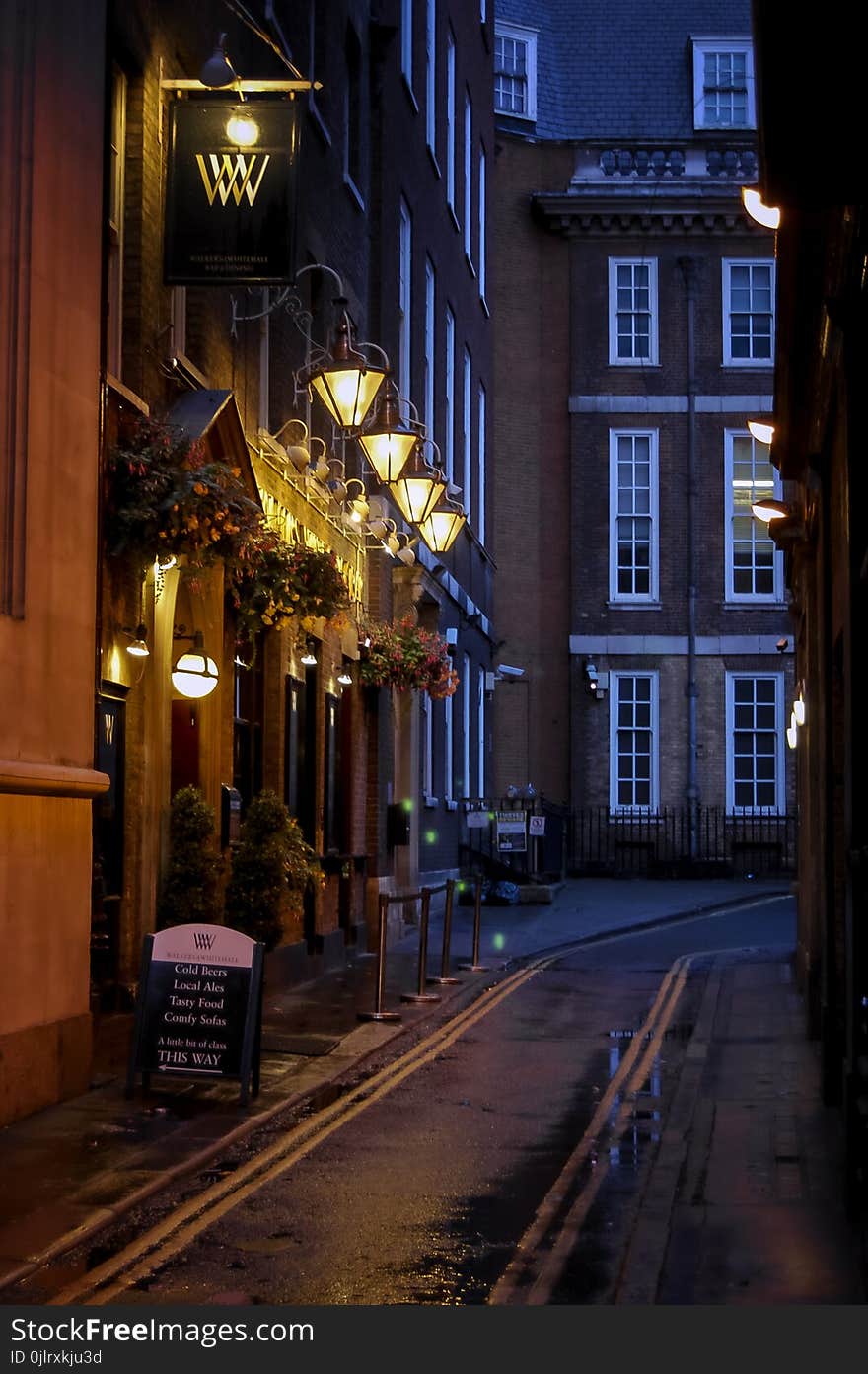 Town, Night, Street, Alley