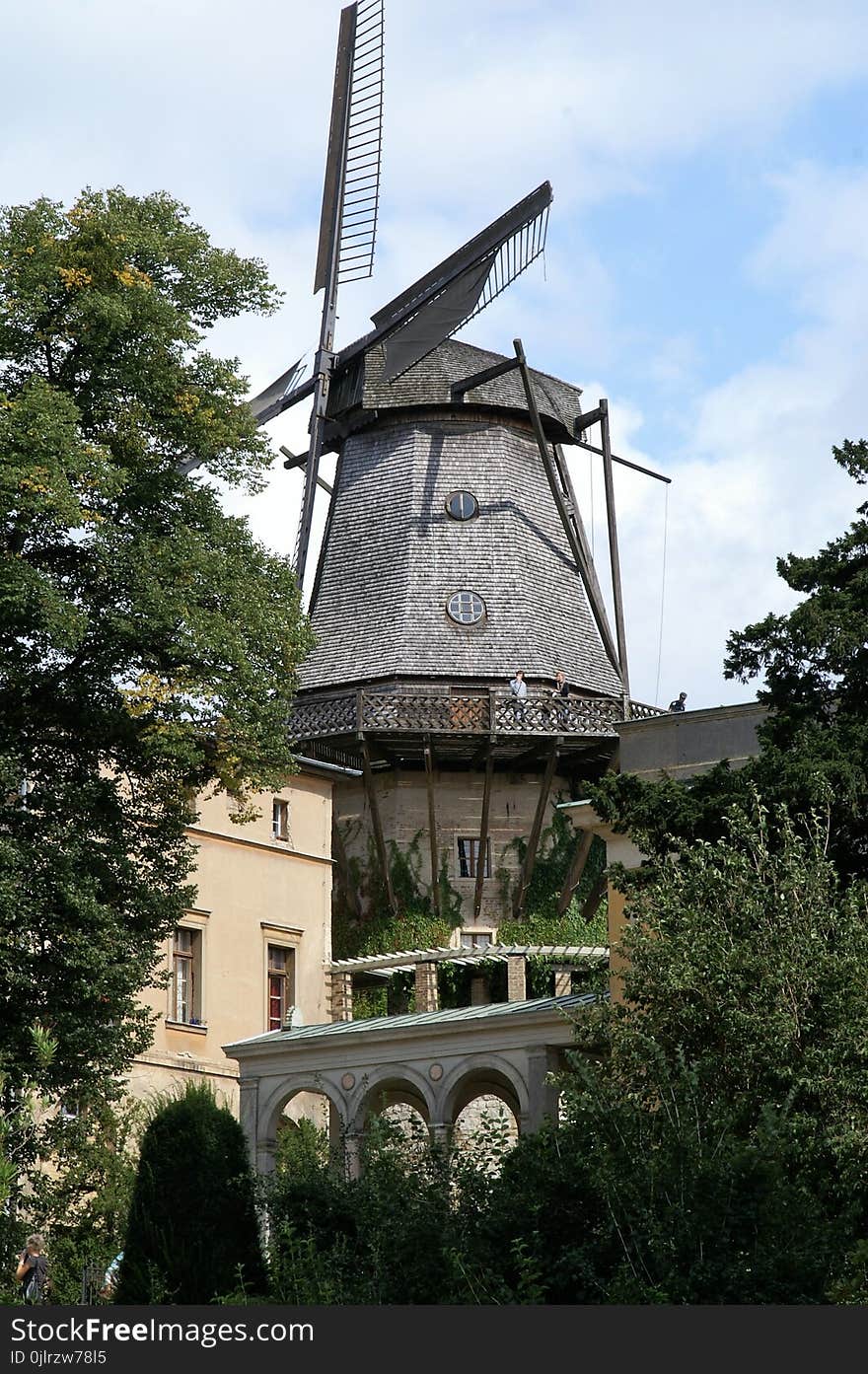 Windmill, Mill, Building, Tree