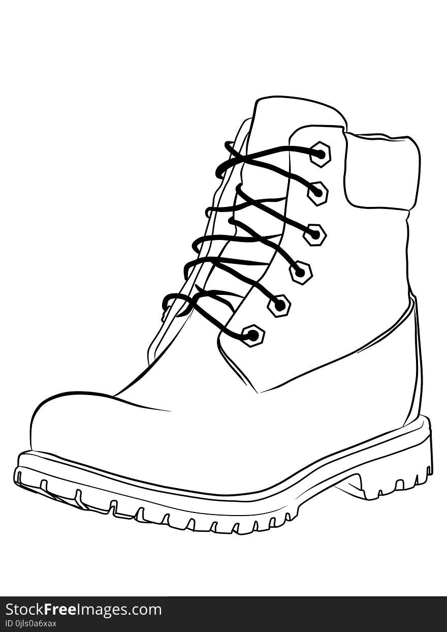 Footwear, Shoe, White, Line Art