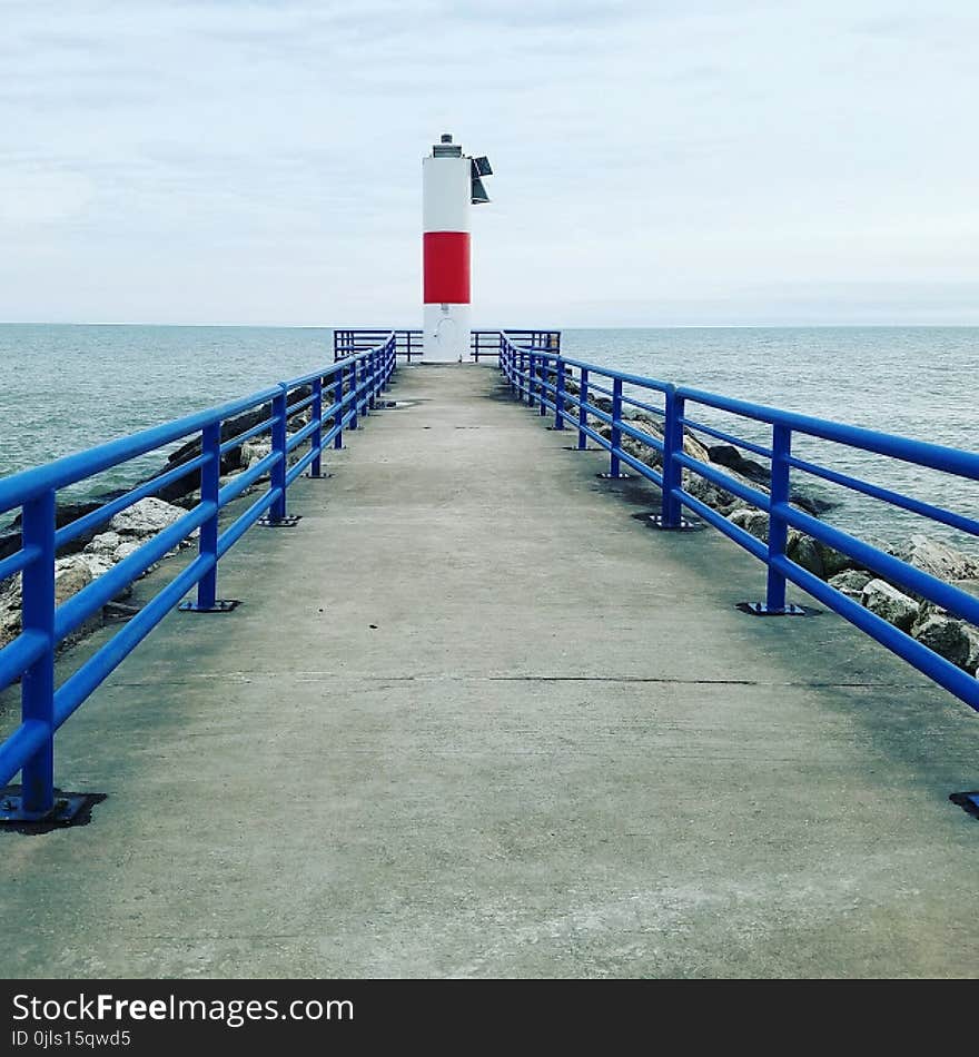 Pier, Fixed Link, Sea, Lighthouse