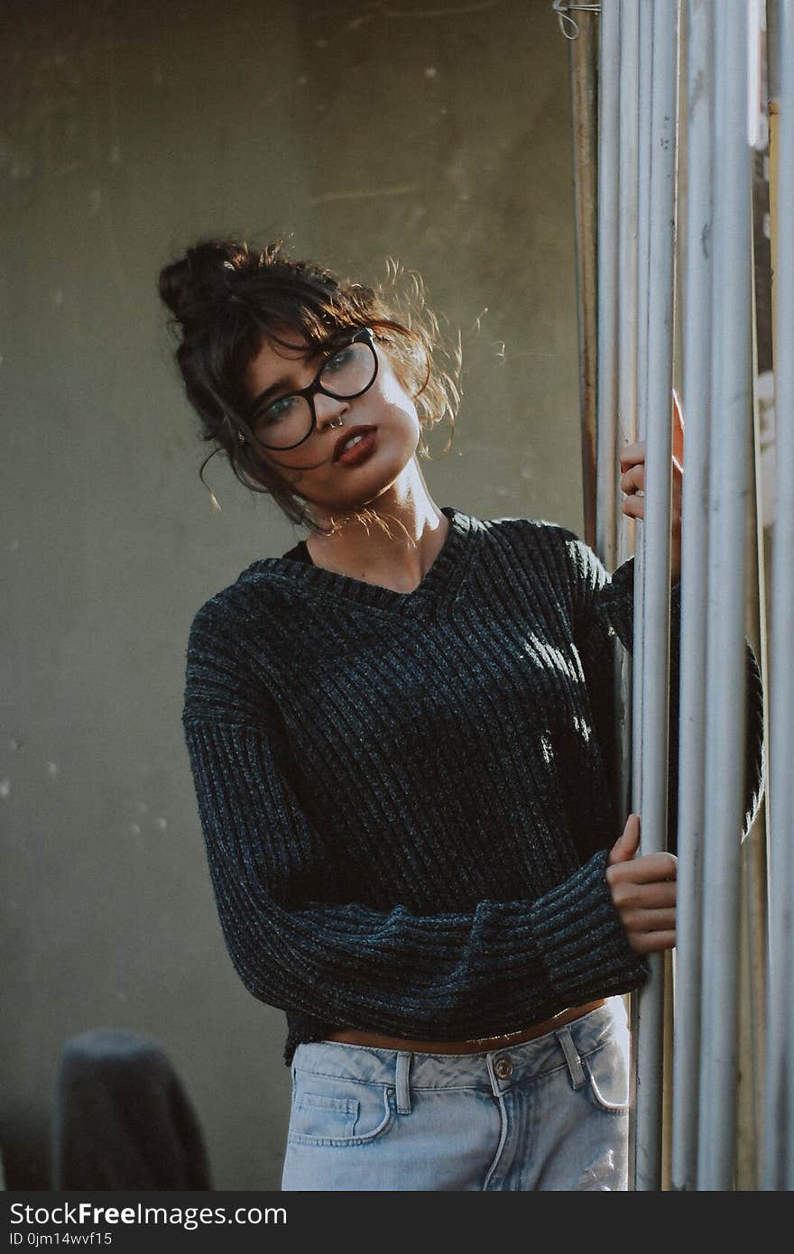 Woman Wearing Grey Corduroy Sweater Photo