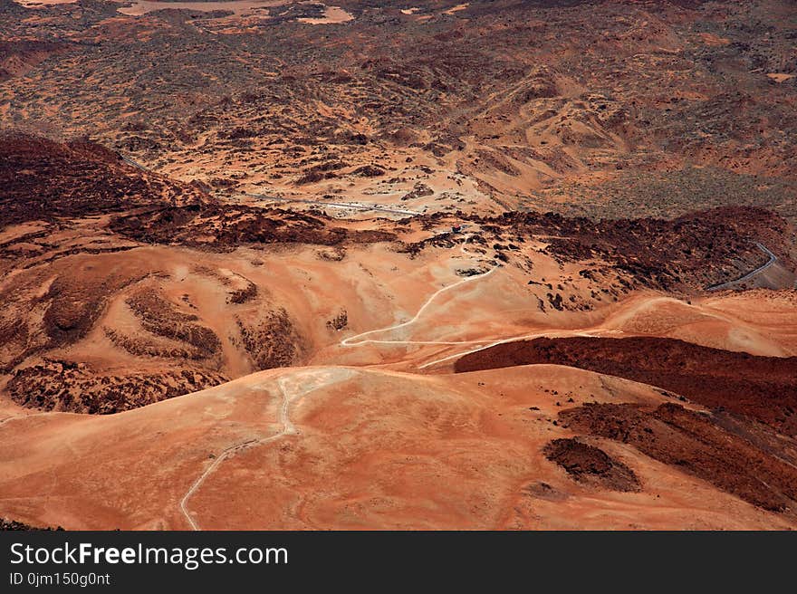High Angle Shot Of Desert Mountain