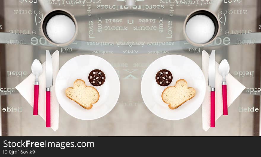 Two Round Plates With Sliced Breads On Top