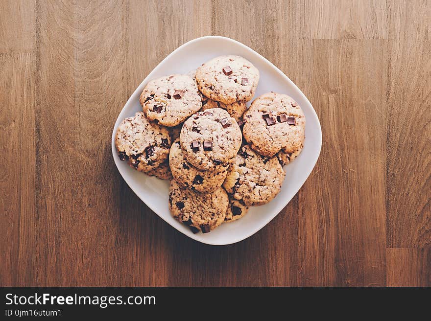 Cookies On Square White Ceramic Plate