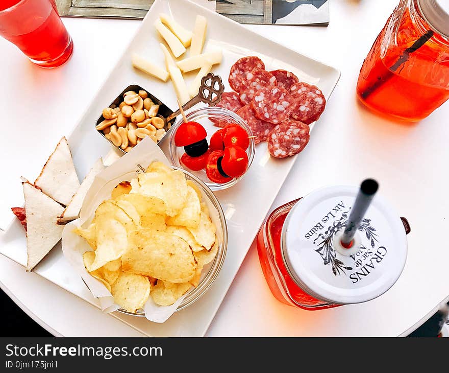 Assorted Food On White Ceramic Plate