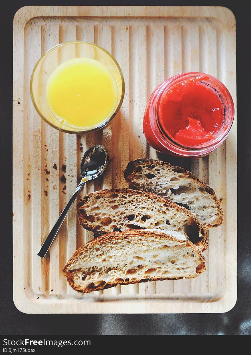 Orange Juice, Jam And Bread