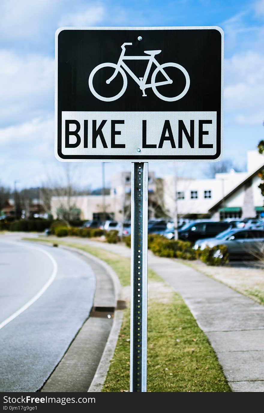 Black and White Bike Lane Signage