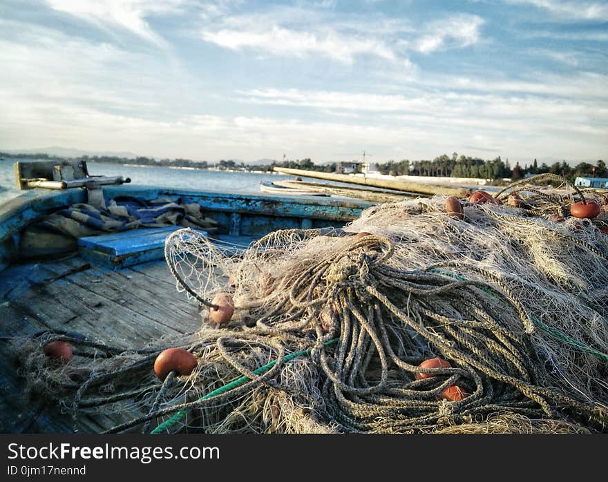 Fish Net on Gray Surface