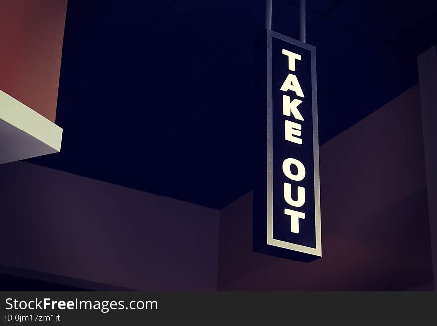 White Led Take Out Signage Hanging