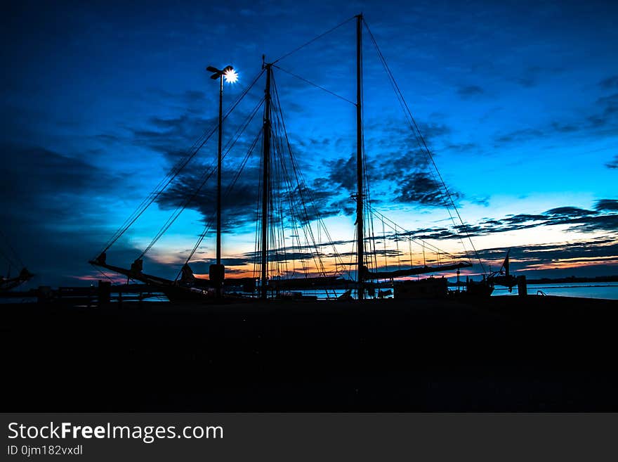 Silhouette Photo of Black Sailing Ship