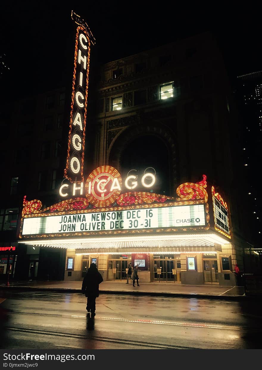 Chicago Movie Theater during Nighttime