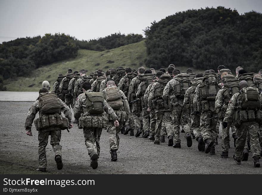 Group of Soldier Wearing Bags