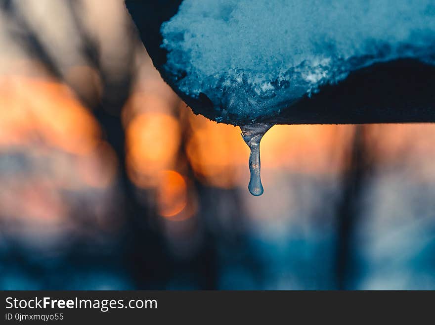 Selective Focus Photography of Blue Dripping Water