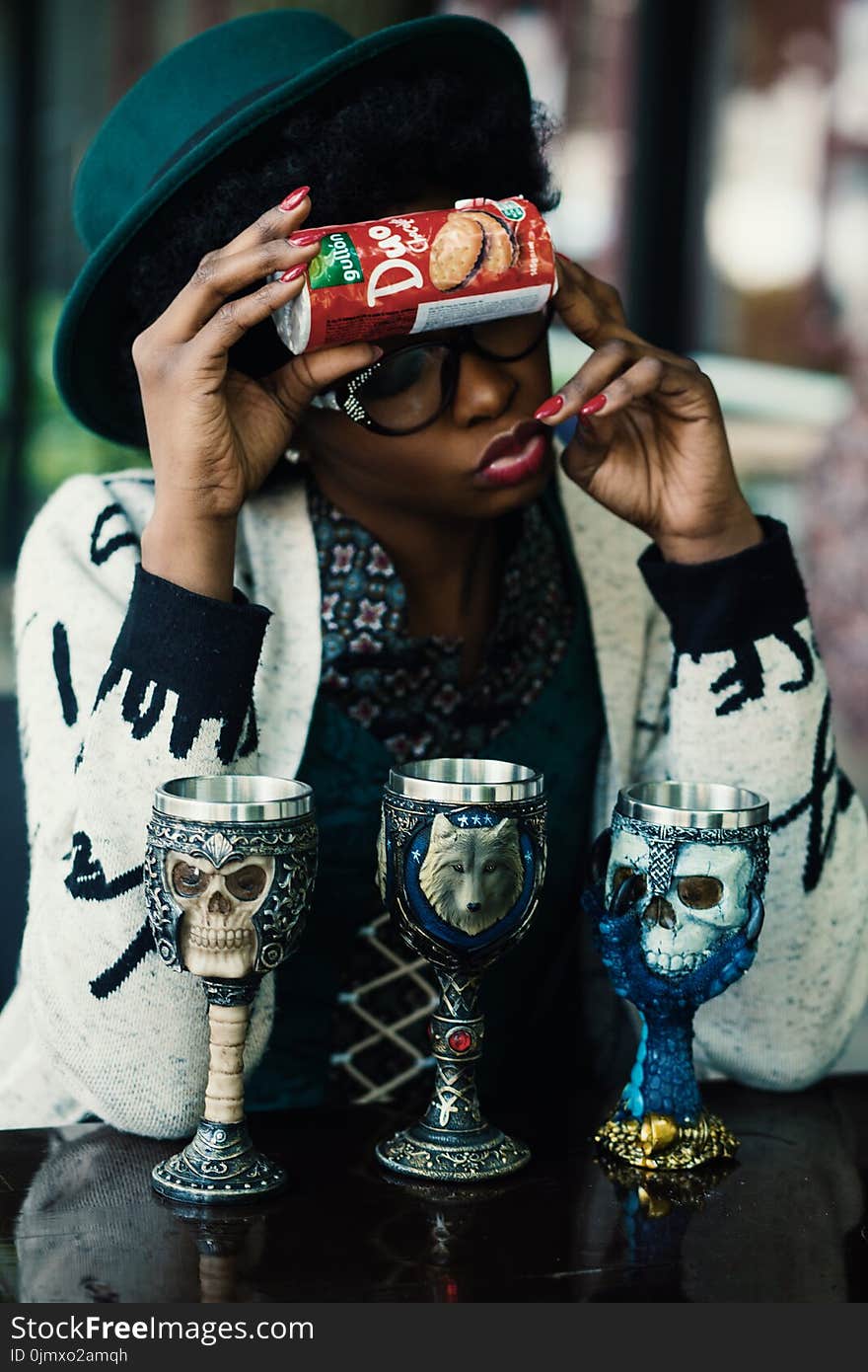 Woman Holding Biscuit Pack