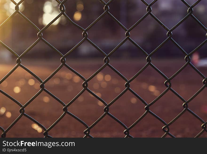 Gray Metal Chain Link Fence Close Up Photo