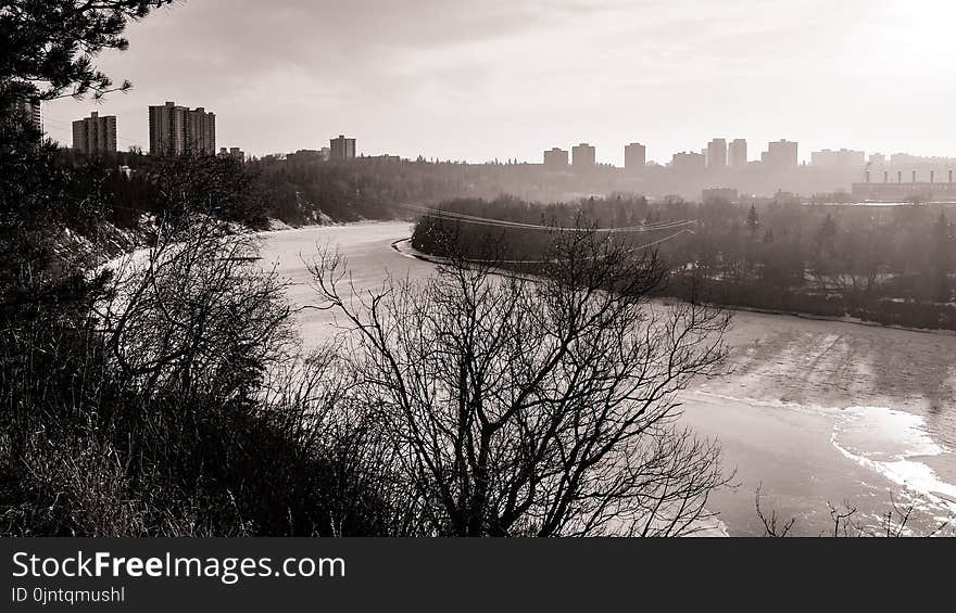 Water, Black And White, River, Waterway